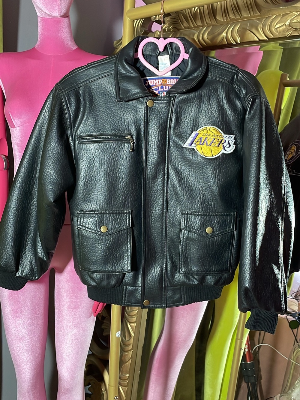 Jump Ball Club Mighty-Mac Los Angeles Lakers Black Kids Leather Jacket
